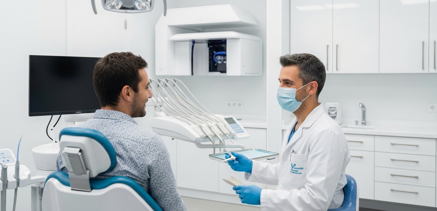 Moderne Zahnklinik für internationale Patienten Zähne machen in der Türkei beginnt mit einer professionellen Erstuntersuchung in einer technologisch führenden Klinik in Istanbul.