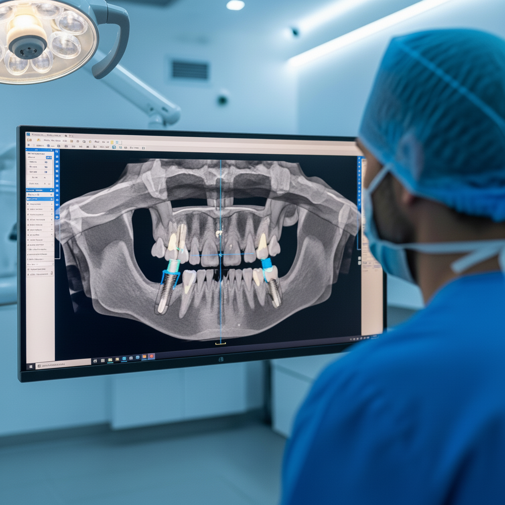 Neue Zähne an einem Tag beginnen mit einer präzisen digitalen 3D-Planung vor dem Eingriff