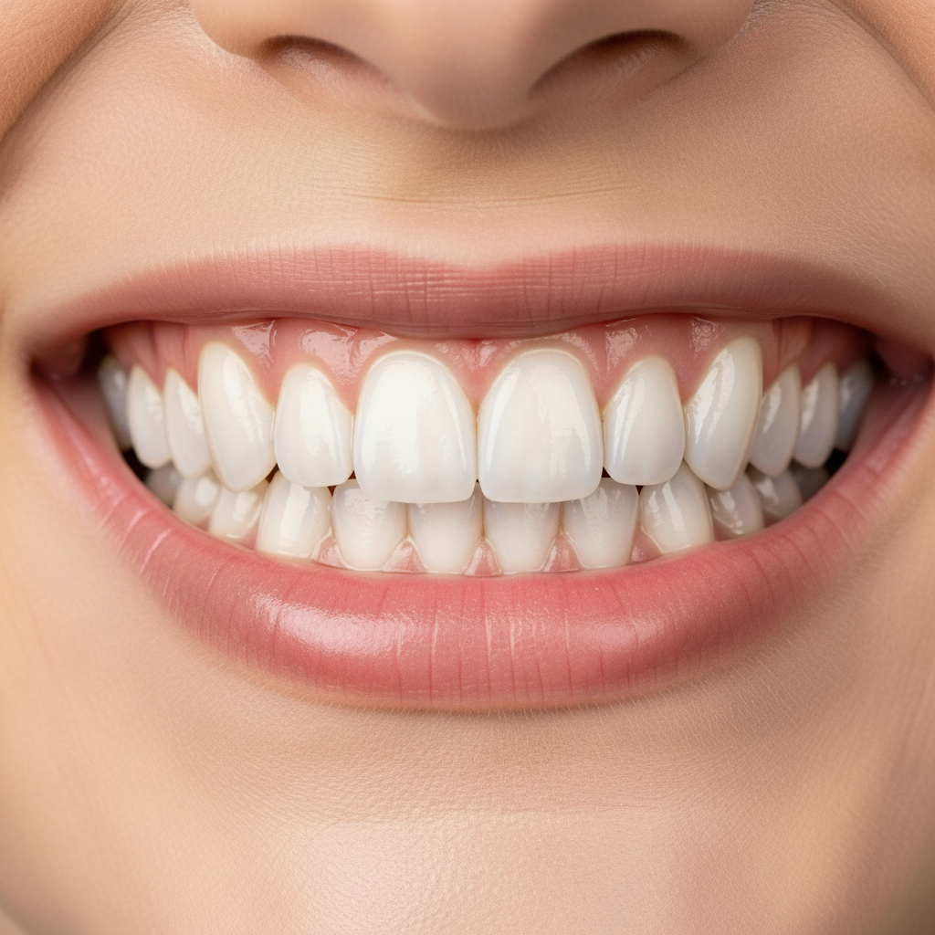 Ästhetische Zahnmedizin Schweiz: Ein strahlendes Lächeln mit perfekt geformten und hellen Vorderzähnen durch Veneers.