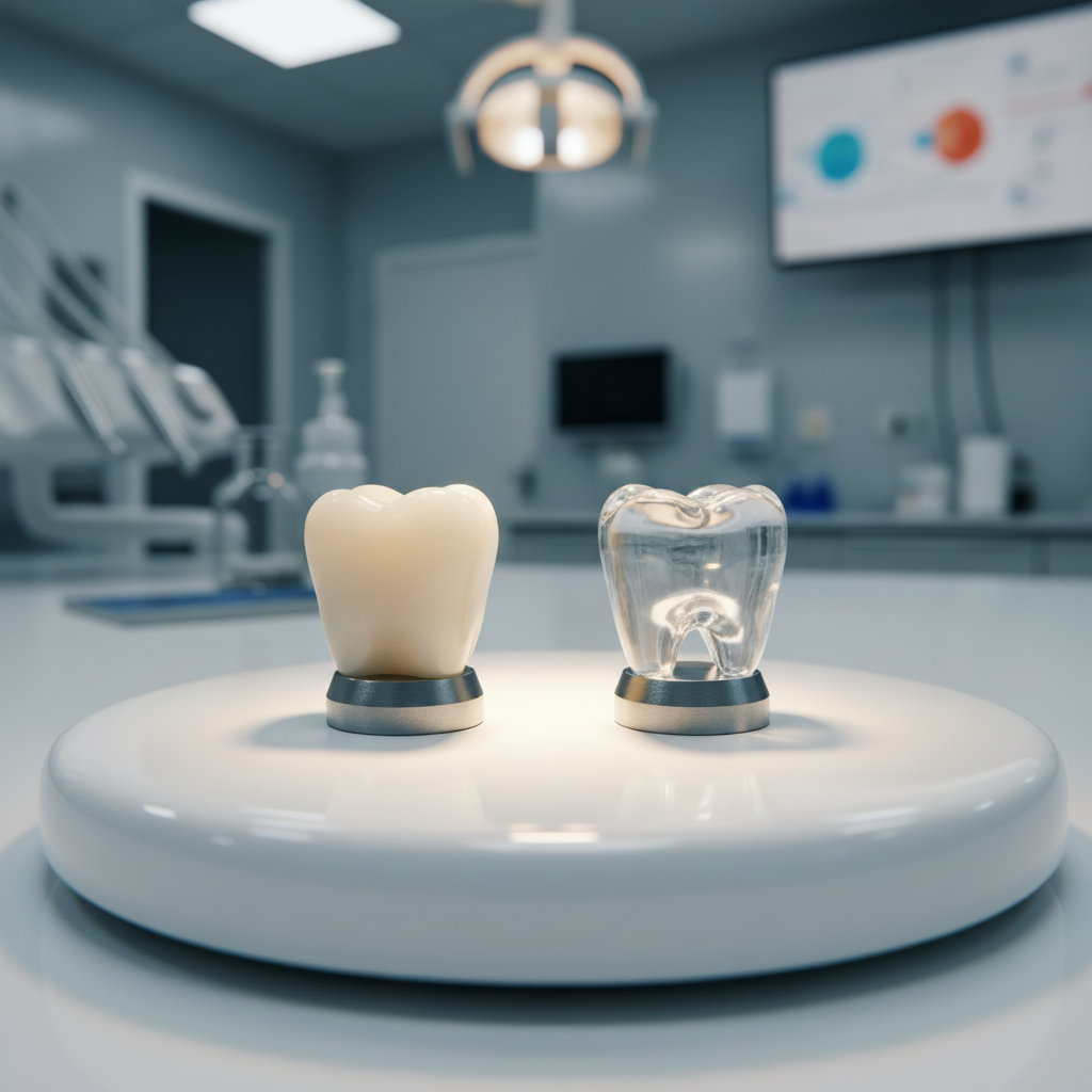 Comparing Zirconium and Porcelain Dental Crowns Zirconium Crowns Cost Switzerland compared to porcelain options, showcasing their aesthetic and durability differences.