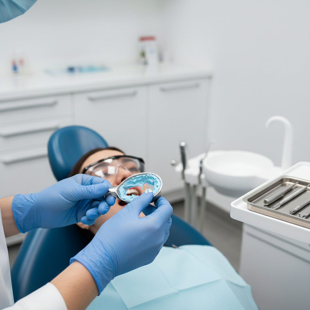 Precise dental impression for veneer customization Veneers in Switzerland, precise dental impression taking ensures custom-made shells for a perfect smile transformation