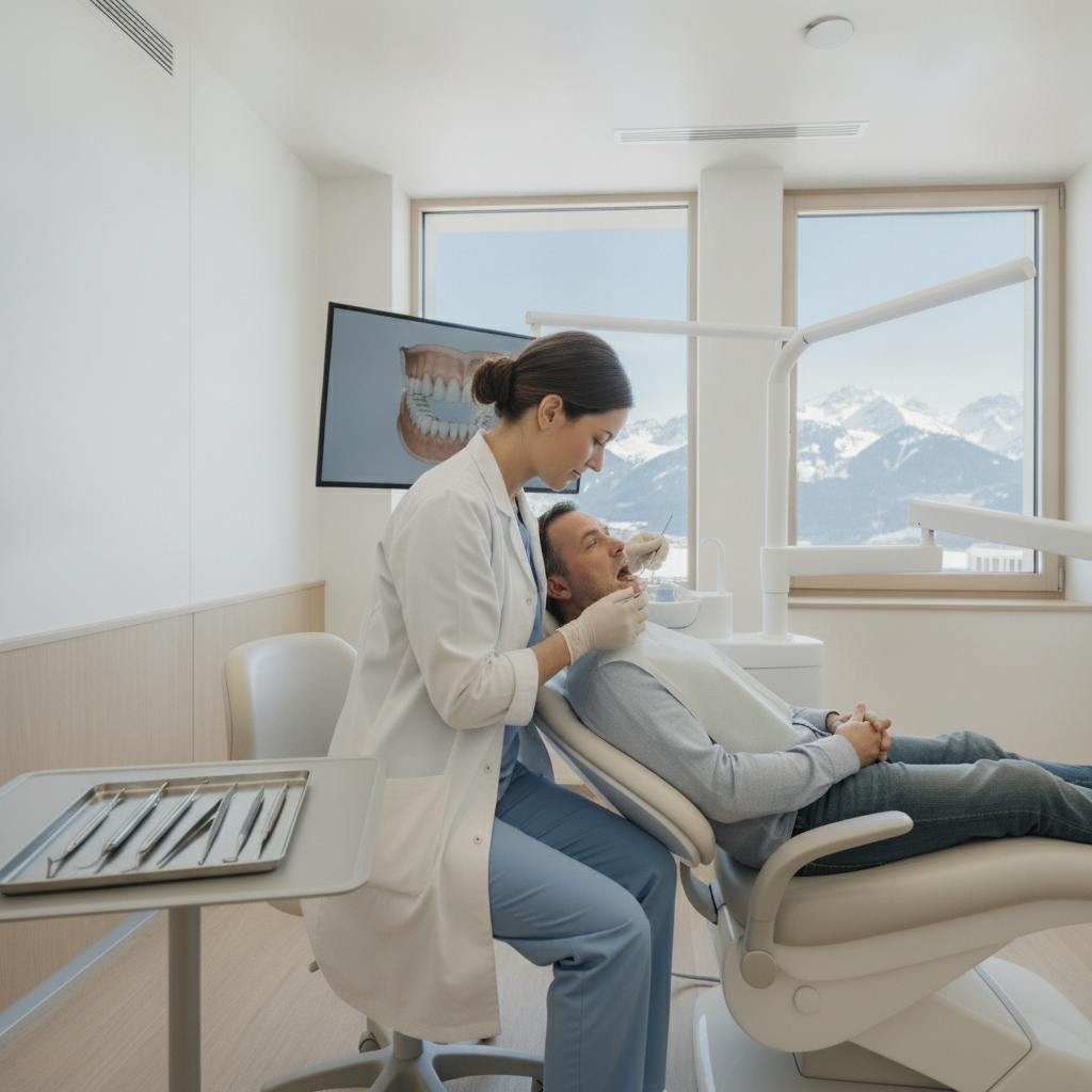 Gum Surgery Switzerland involves a thorough initial consultation and precise diagnosis with a periodontist specialist.