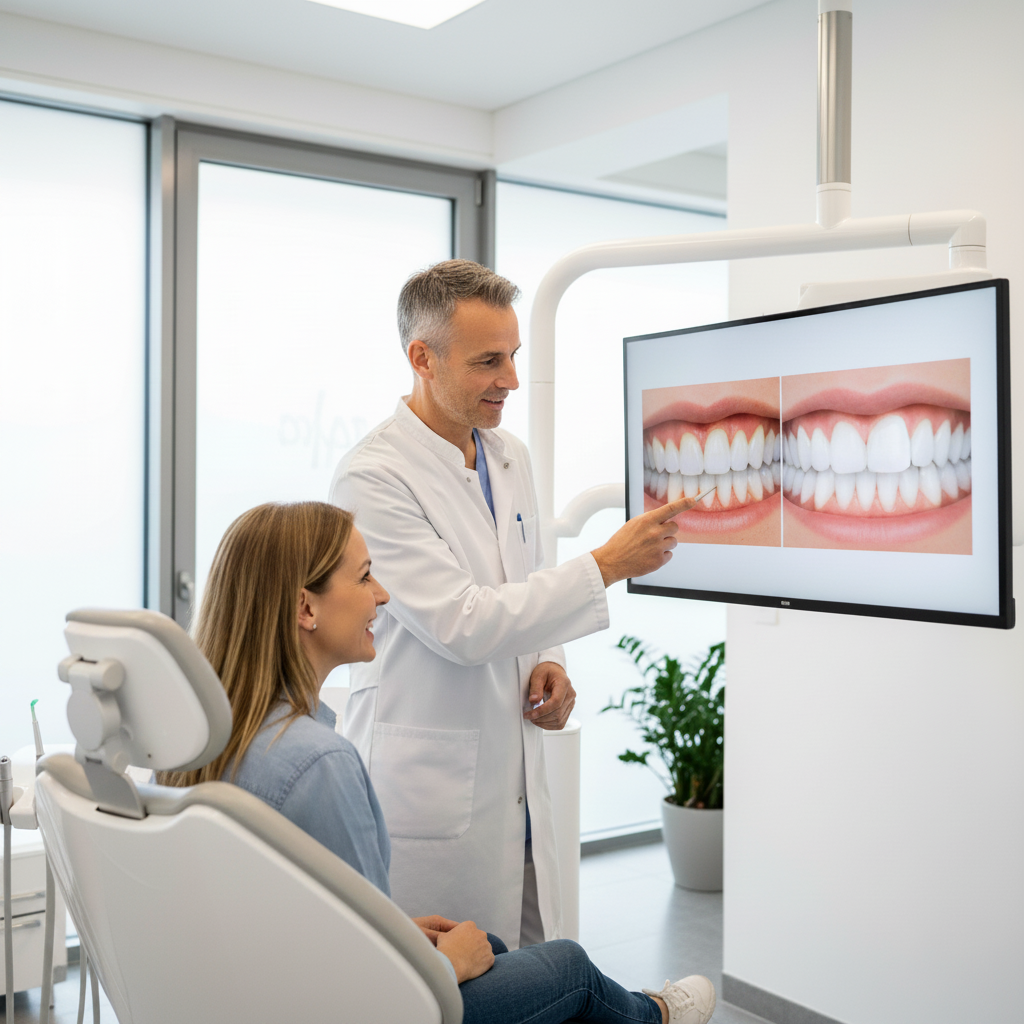 Smile Makeover Switzerland: Patients visualize their future radiant smile using advanced digital design technology.