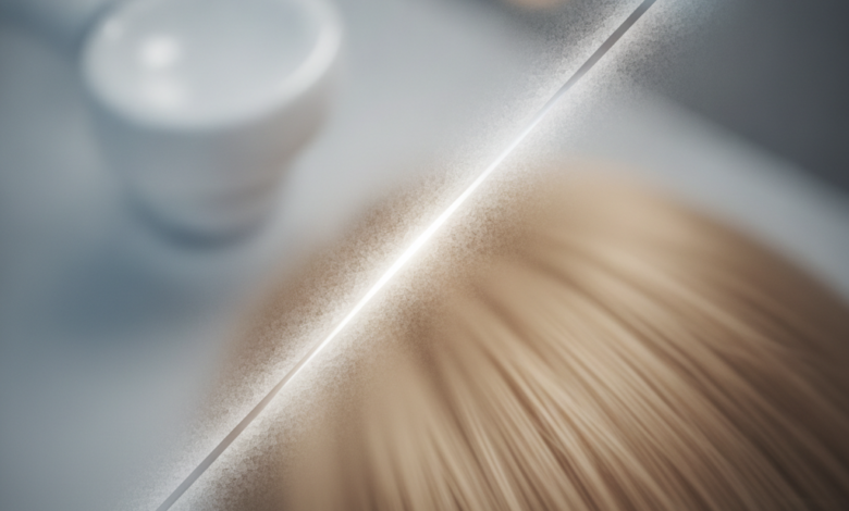 An abstract, photorealistic image with a sharp, diagonal, illuminated line or barrier separating two blurred, contrasting conceptual textures. One side is a pristine white, smooth surface suggesting clinical cleanliness, while the other is a warmer, organic, textured surface hinting at natural hair. The visual conveys strict adherence to rules and topic separation.