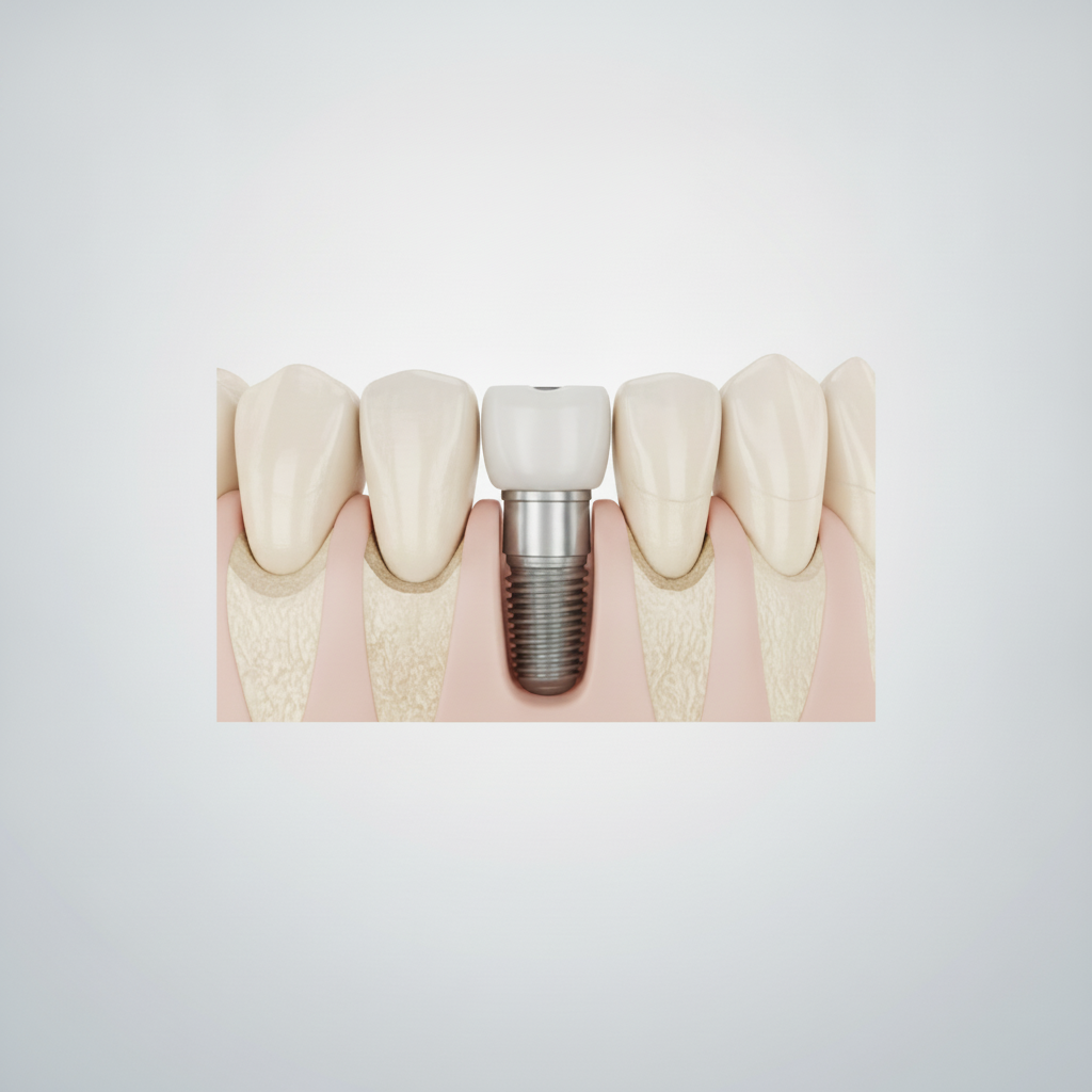 Dental implant showing osseointegration with bone Dental Implants in Geneva provide a stable foundation by integrating directly with the jawbone